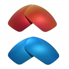 Walleva Fire Red + Ice Blue Polarized Replacement Lenses For Spy Optic Logan Sunglasses